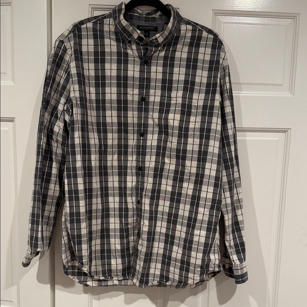 Banana Republic Black and White Checkered Shirt